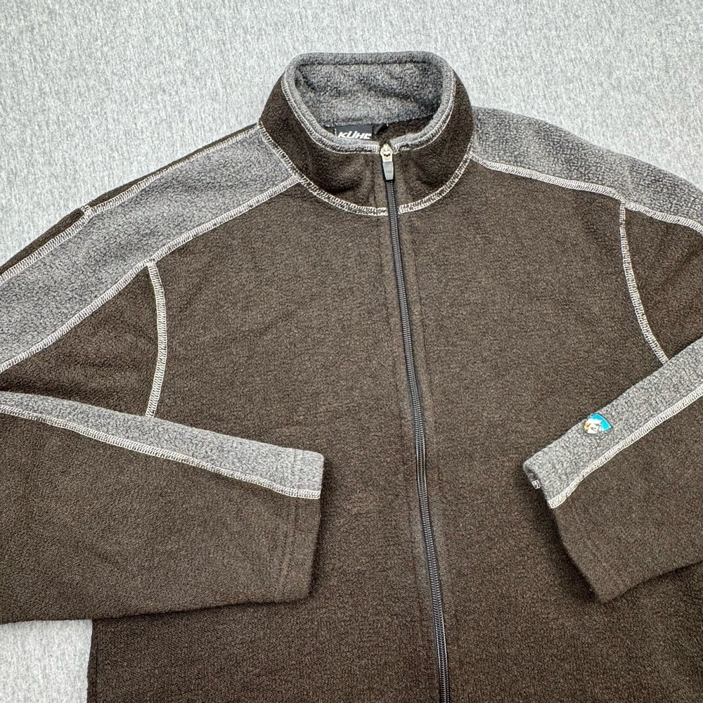 Kuhl Alfpaca Fleece Full Zip Jacket Mens Medium Sweater Brown Gray Outdoors Hike